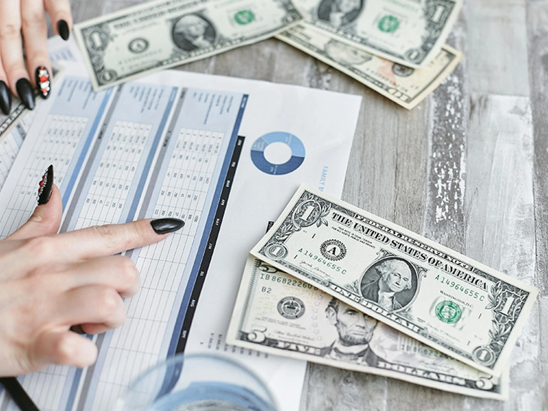 image of charts and money