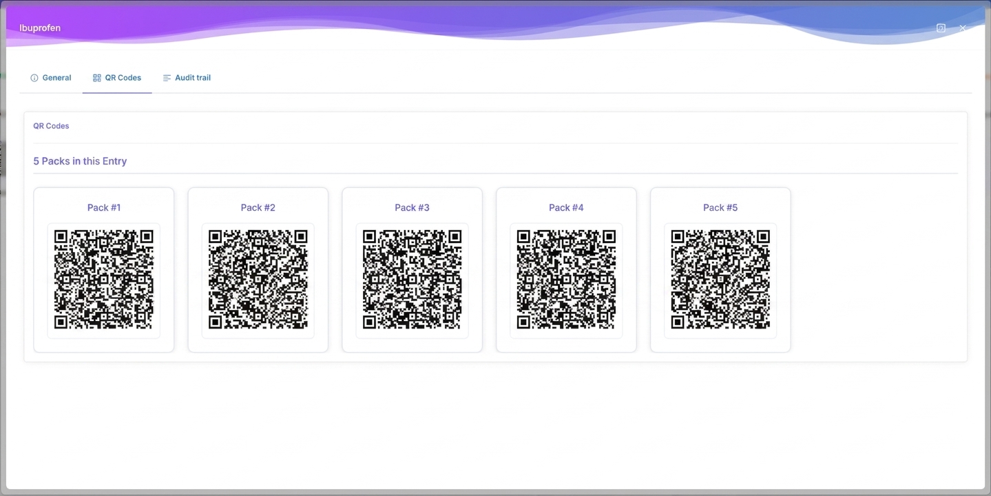 QR codes generated per pack for a reagent in AILabAssistant